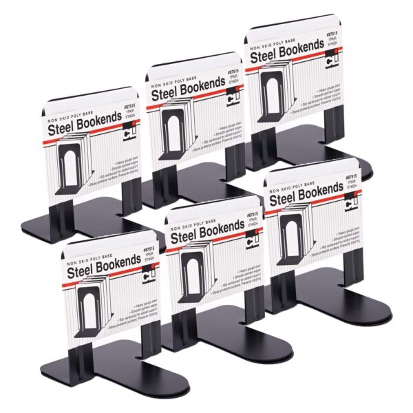 ERSCHL87515-6.jpg Metal Bookends, 5" Height, Black, 2 Per Set, 6 Sets