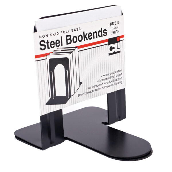ERSCHL87515-6_1.jpg Metal Bookends, 5" Height, Black, 2 Per Set, 6 Sets