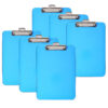 Plastic Clipboard, Letter, Neon Blue, Pack of 6