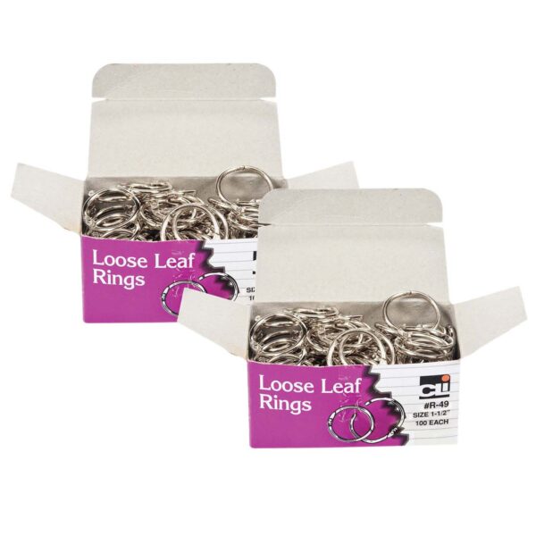 ERSCHLR49-2.jpg Loose Leaf Book Rings, 1-1-2" Diameter, 100 Per Box, 2 Boxes