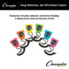 Stop Watch, Neon Colors, Set of 6