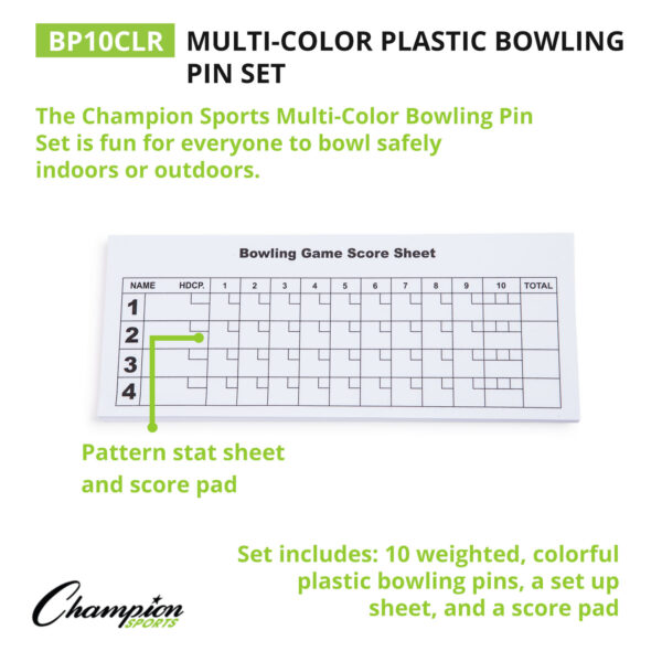 ERSCHSBP10CLR_2.jpg Multicolor Bowling Pin Set, 10 Pins
