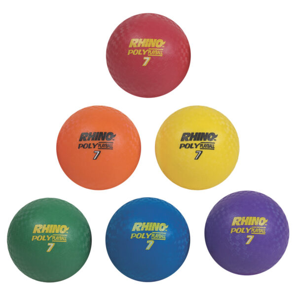 Rhino Poly 7" Playground Ball Set, Assorted Colors, Set of 6