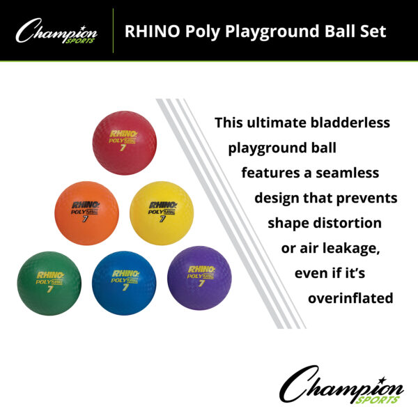 Rhino Poly 7" Playground Ball Set, Assorted Colors, Set of 6