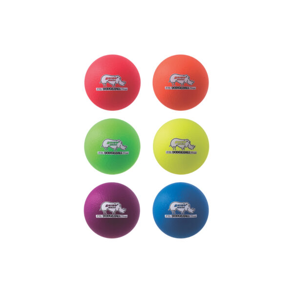 Rhino Skin 6-Inch Low Bounce Dodgeball Set, Assorted Neon Colors, Set of 6