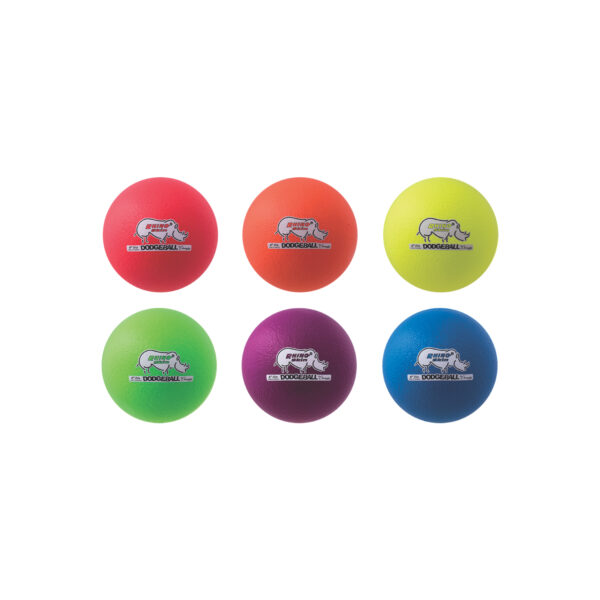 Rhino Skin 6-Inch Low Bounce Dodgeball Set, Assorted Neon Colors, Set of 6