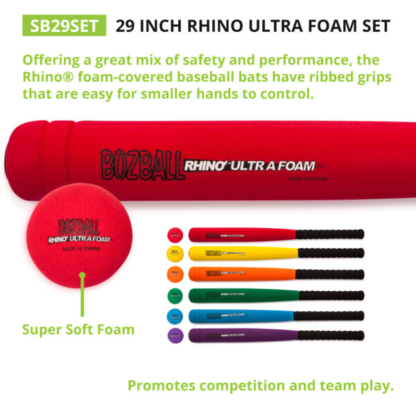 Rhino Ultra Foam 29-Inch Bat & Ball Set, Set of 6