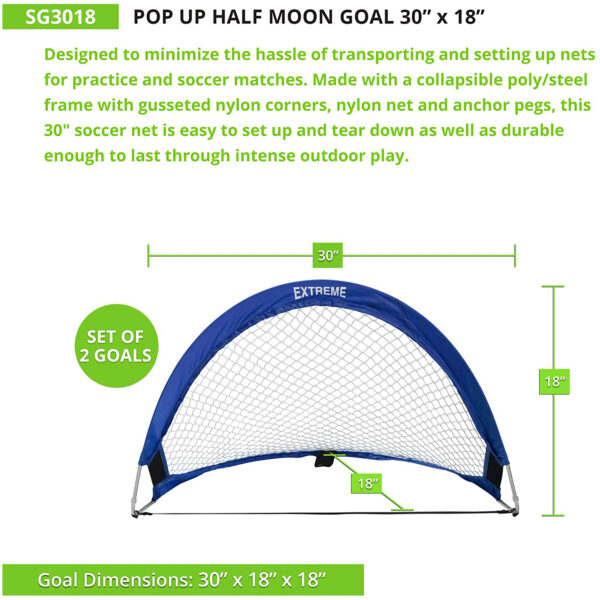 Pop-Up Half Moon Goal, 30" x 18"