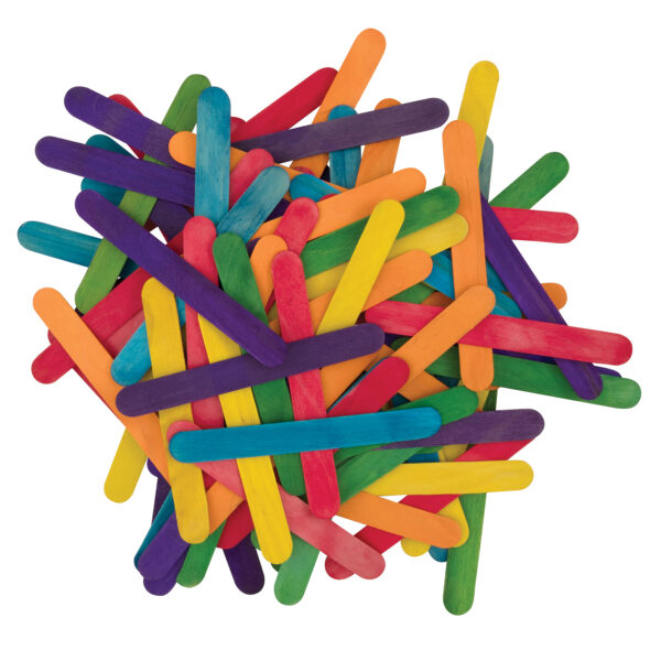Regular Craft Sticks, Bright Hues Assorted, 4 1-2" x 3-8" x 2mm, 150 Per Pack, 12 Packs