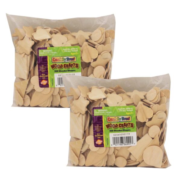 ERSCK-369901-2.jpg Wood Shapes, Natural Colored, Assorted Shapes, 1-2" to 2", 350 Per Pack, 2 Packs