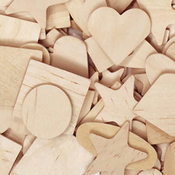 Wood Shapes, Natural Colored, Assorted Shapes, 1-2" to 2", 350 Pieces