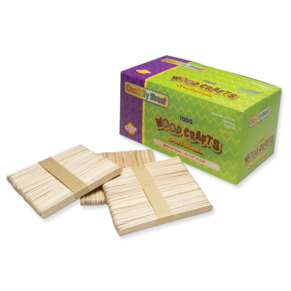 Regular Craft Sticks, Natural, 4-1-2" x 3-8", 1000 Pieces Pack, 2 Packs