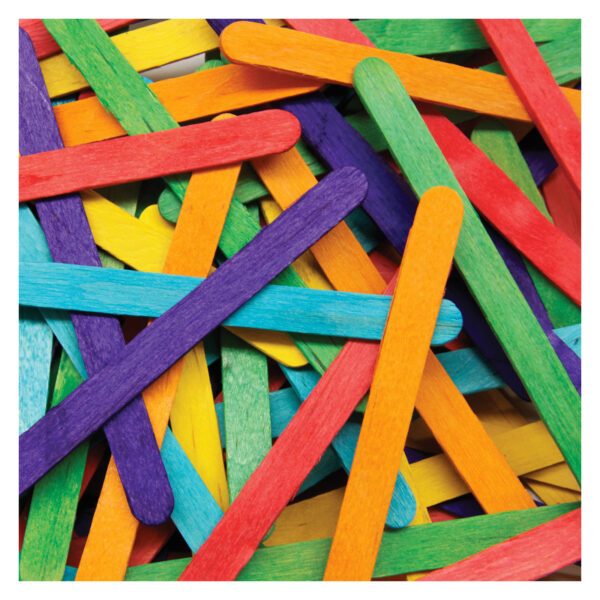 Regular Craft Sticks, Bright Hues Assorted, 4-1-2" x 3-8", 1000 Per Pack, 2 Packs