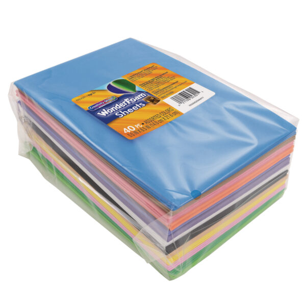 WonderFoam Sheets, Assorted Colors, 5.5" x 8.5", 40 Sheets Per Pack, 3 Packs