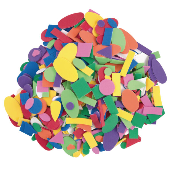 WonderFoam Peel & Stick Shapes, Assorted Shapes, Colors & Sizes, 720 Pieces Per Pack, 3 Packs