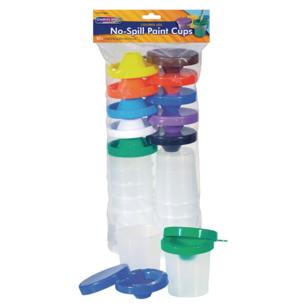 ERSCK-5100-2_1.jpg No-Spill Round Paint Cups with Colored Lids, 3" Dia., 10 Per Pack, 2 Packs