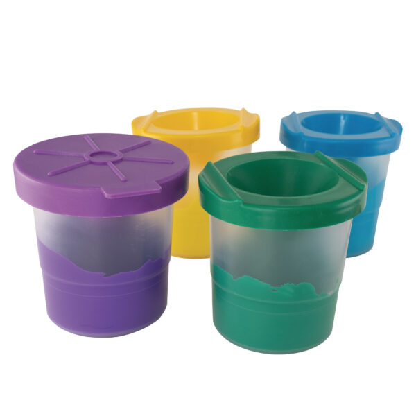 ERSCK-5100-2_6.jpg No-Spill Round Paint Cups with Colored Lids, 3" Dia., 10 Per Pack, 2 Packs