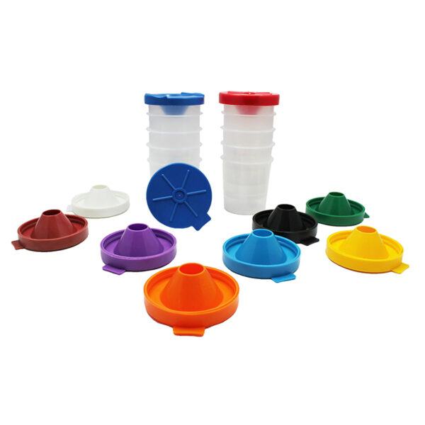 ERSCK-5100.jpg No-Spill Round Paint Cups with Colored Lids, 3" Dia., 10 Cups