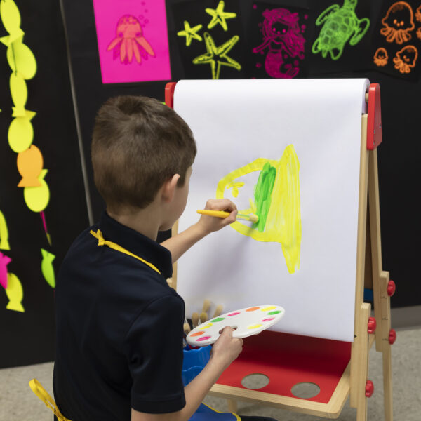 Beginner Paint Brushes, Flat Stubby Brushes, 10 Assorted Colors, 7.5" Long, 10 Per Pack, 3 Packs