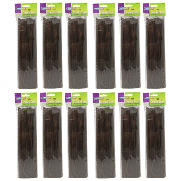 Regular Stems, Brown, 12" x 4 mm, 100 Per Pack, 12 Packs