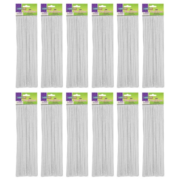 Regular Stems, White, 12" x 4 mm, 100 Per Pack, 12 Packs