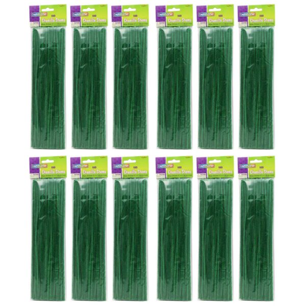 Regular Stems, Dark Green, 12" x 4 mm, 100 Per Pack, 12 Packs
