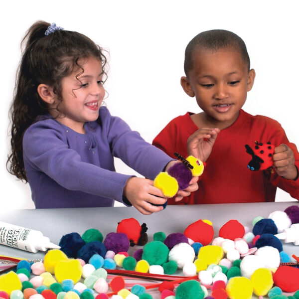 ERSCK-811030-6_2.jpg Pom Pons, Color Splash, 1", 100 Per Pack, 6 Packs
