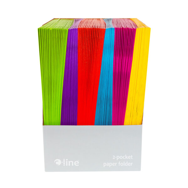 2-Pocket Laminated Paper Portfolio with 3-Hole Punch, Assorted, Pack of 18