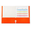2-Pocket Laminated Paper Portfolios with 3-Hole Punch, Orange, Box of 25