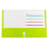 2-Pocket Laminated Paper Portfolios with 3-Hole Punch, Lime Green, Box of 25