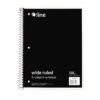 3-Subject Notebook, Wide Ruled, 120 Sheets, Assorted Colors, Pack of 3