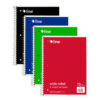 3-Subject Notebook, Wide Ruled, 120 Sheets, Assorted Colors, Pack of 3