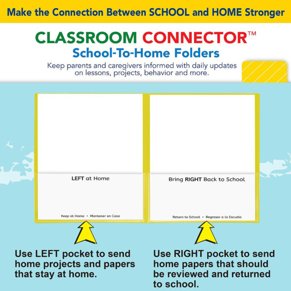 Classroom Connector School-To-Home Folders, Yellow, Box of 25