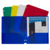 Two-Pocket Heavyweight Poly Portfolio Folder with Three-Hole Punch, Assorted Primary Colors, 10 Per Pack, 2 Packs