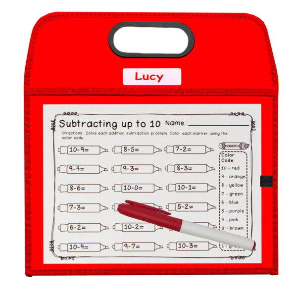 Portable Dry Erase Pockets - Study Aid, Assorted Primary Colors, 10 x 13, Pack of 3