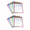 Reusable Dry Erase Pockets, Primary Colors, 9" x 12", 5 Per Pack, 2 Packs
