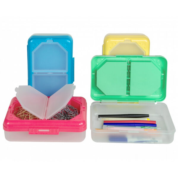 Storage Box, 3 Compartments, Assorted Colors, Pack of 3
