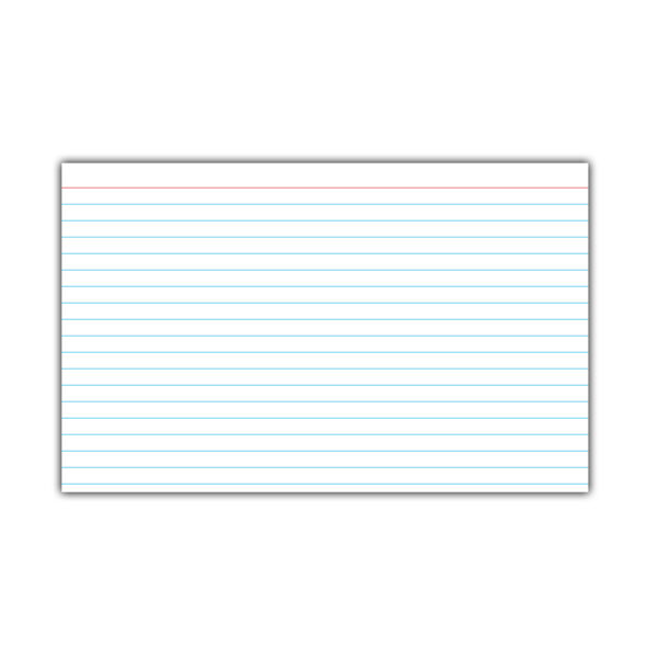 Index Cards, 5" x 8", White, Ruled, 25 Per Pack, 10 Packs