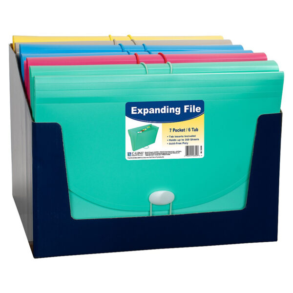 7-Pocket Expanding File, Assorted Tropic Tones, Pack of 3