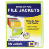 Write-On Poly File Jackets, Assorted Colors, 11" x 8-1-2", 10 Per Pack, 2 Packs