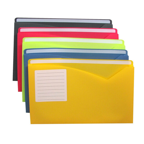 Write-On Poly File Jackets, Assorted Colors, 11" x 8-1-2", 10 Per Pack, 2 Packs