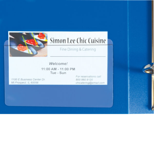 ERSCLI70257-5_2.jpg Self-Adhesive Business Card Holder, Top Load, 2" x 3-1-2", 10 Per Pack, 5 Packs