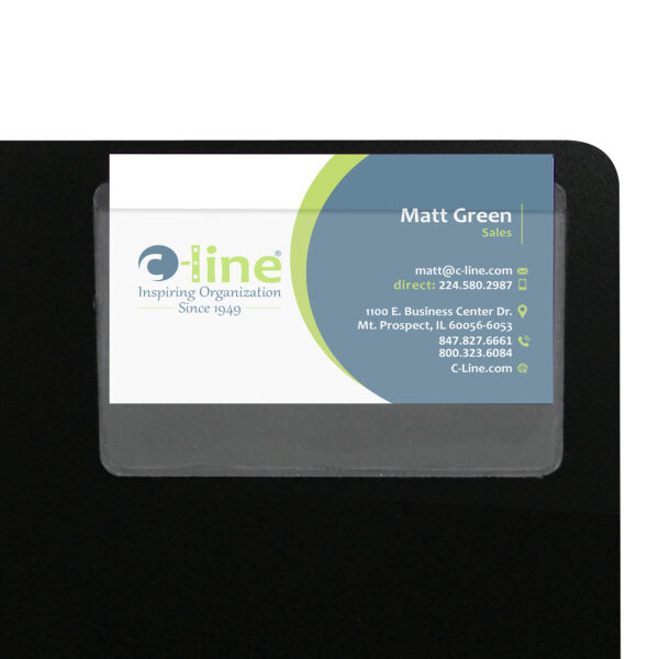 ERSCLI70257-5_6.jpg Self-Adhesive Business Card Holder, Top Load, 2" x 3-1-2", 10 Per Pack, 5 Packs
