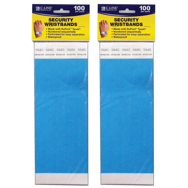 ERSCLI89105-2.jpg DuPont Tyvek Security Wristbands, Blue, 100 Per Pack, 2 Packs