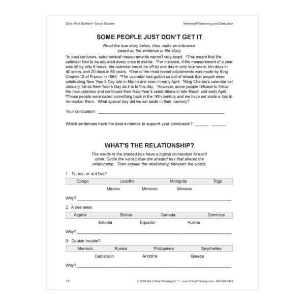 Daily Mind Builders: Social Studies, Grade 5-12