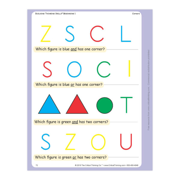 Building Thinking Skills Book, Beginning, Grade Pre K