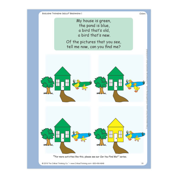 Building Thinking Skills Book, Beginning, Grade Pre K