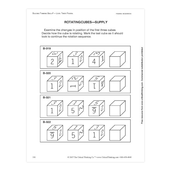 Building Thinking Skills Book, Level 3, Grade 7-12+