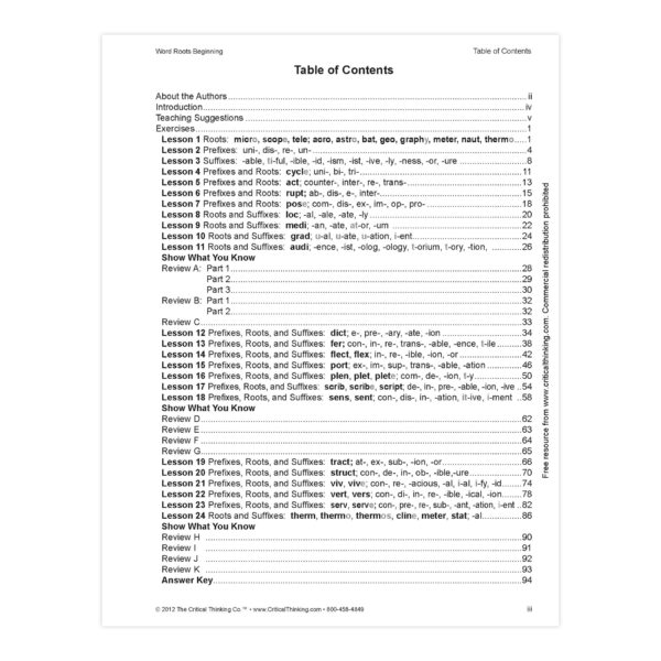 Word Roots Beginning