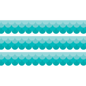 Painted Palette Ombre Turquoise Scallops EZ Border, 48 Feet Per Pack, 3 Packs